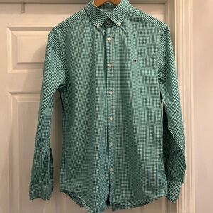 Vineyard Vines Green Gingham Whale Shirt Mens Size Small Long Sleeve Cotton